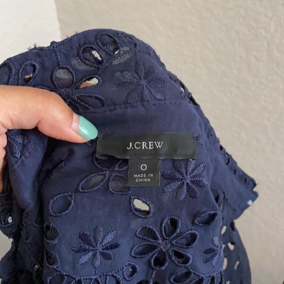 *SOLD* J.Crew Navy Button-up Embroidered Eyelet Shirt 0 - Picture 7 of 7